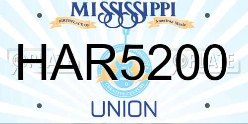 HAR5200 Mississippi License Plate