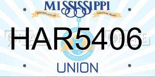 HAR5406 Mississippi License Plate