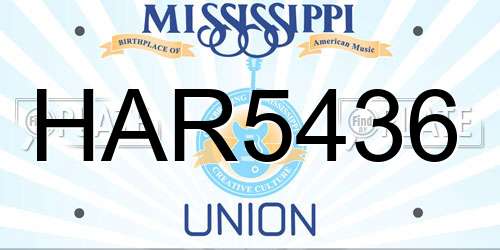 HAR5436 Mississippi License Plate