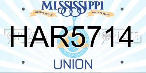 HAR5714 Mississippi License Plate