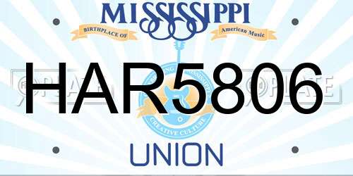 HAR5806 Mississippi License Plate