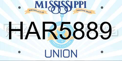HAR5889 Mississippi License Plate