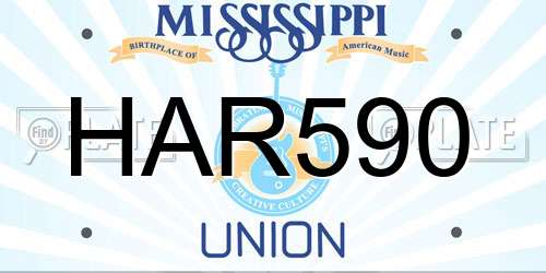 HAR590 Mississippi License Plate