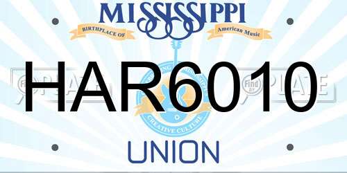 HAR6010 Mississippi License Plate