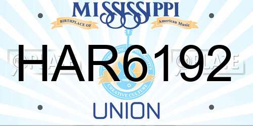 HAR6192 Mississippi License Plate