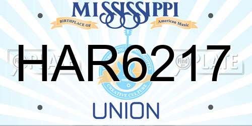 HAR6217 Mississippi License Plate