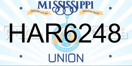 HAR6248 Mississippi License Plate