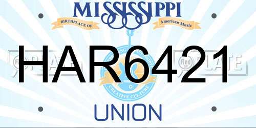 HAR6421 Mississippi License Plate