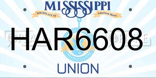 HAR6608 Mississippi License Plate