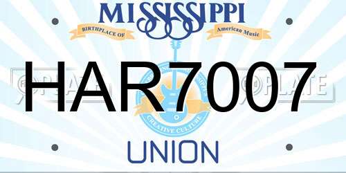 HAR7007 Mississippi License Plate