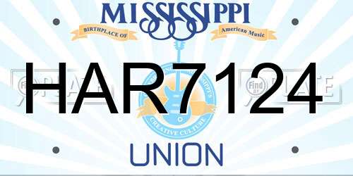 HAR7124 Mississippi License Plate