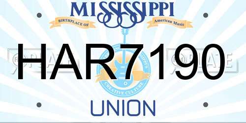 HAR7190 Mississippi License Plate