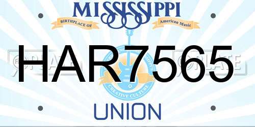 HAR7565 Mississippi License Plate