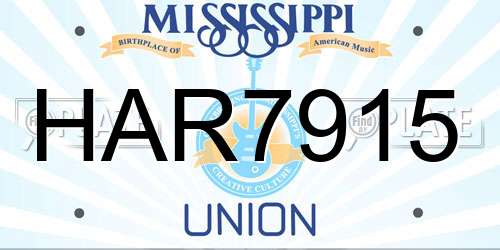 HAR7915 Mississippi License Plate