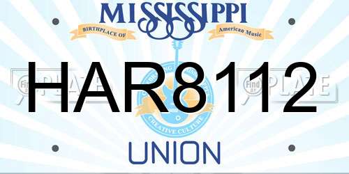 HAR8112 Mississippi License Plate