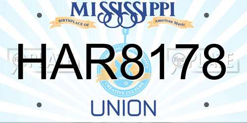 HAR8178 Mississippi License Plate