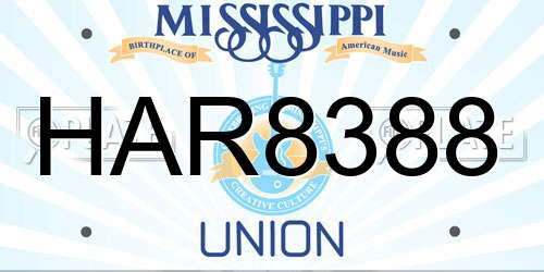 HAR8388 Mississippi License Plate