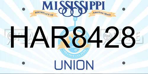 HAR8428 Mississippi License Plate