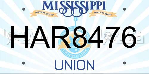 HAR8476 Mississippi License Plate