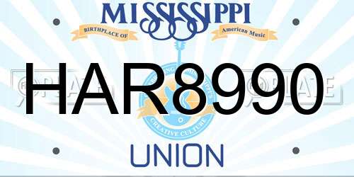 HAR8990 Mississippi License Plate