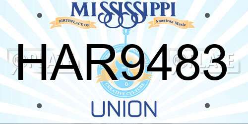 HAR9483 Mississippi License Plate