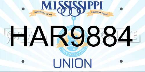 HAR9884 Mississippi License Plate