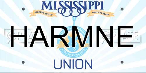 HARMNE Mississippi License Plate