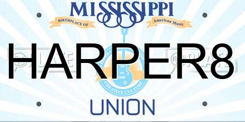 HARPER8 Mississippi License Plate
