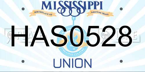 HAS0528 Mississippi License Plate