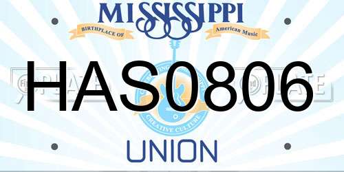 HAS0806 Mississippi License Plate