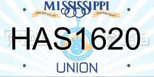 HAS1620 Mississippi License Plate
