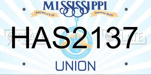 HAS2137 Mississippi License Plate