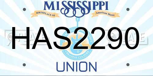 HAS2290 Mississippi License Plate