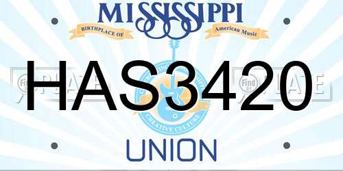 HAS3420 Mississippi License Plate