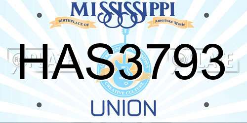 HAS3793 Mississippi License Plate