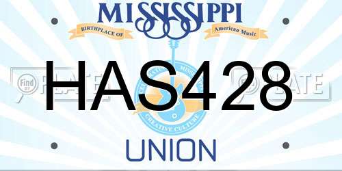 HAS428 Mississippi License Plate