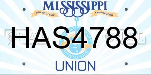 HAS4788 Mississippi License Plate