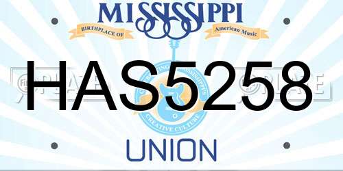 HAS5258 Mississippi License Plate