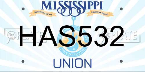 HAS532 Mississippi License Plate