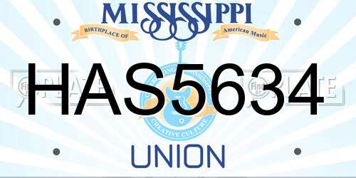 HAS5634 Mississippi License Plate