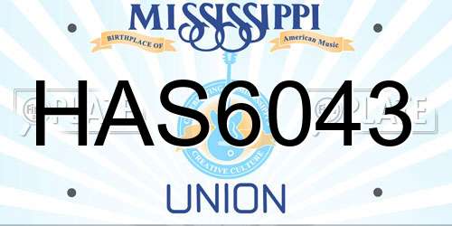 HAS6043 Mississippi License Plate