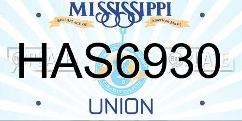 HAS6930 Mississippi License Plate