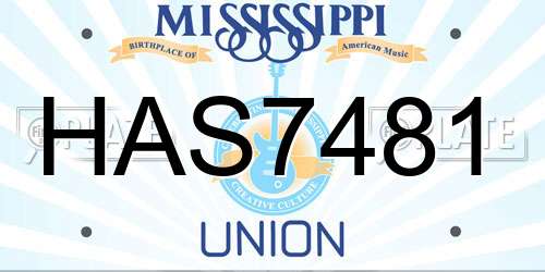 HAS7481 Mississippi License Plate