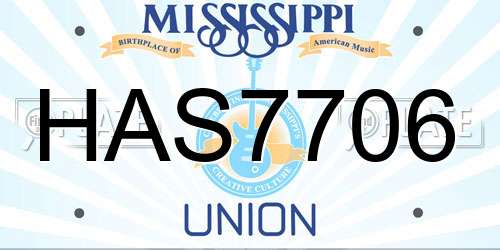 HAS7706 Mississippi License Plate