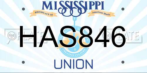 HAS846 Mississippi License Plate