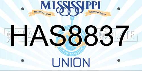 HAS8837 Mississippi License Plate