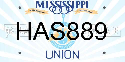 HAS889 Mississippi License Plate