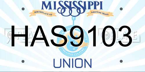 HAS9103 Mississippi License Plate