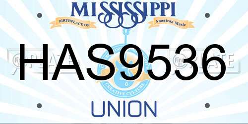 HAS9536 Mississippi License Plate