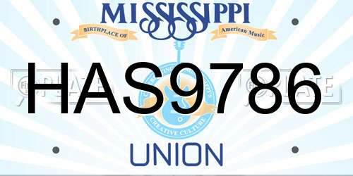 HAS9786 Mississippi License Plate